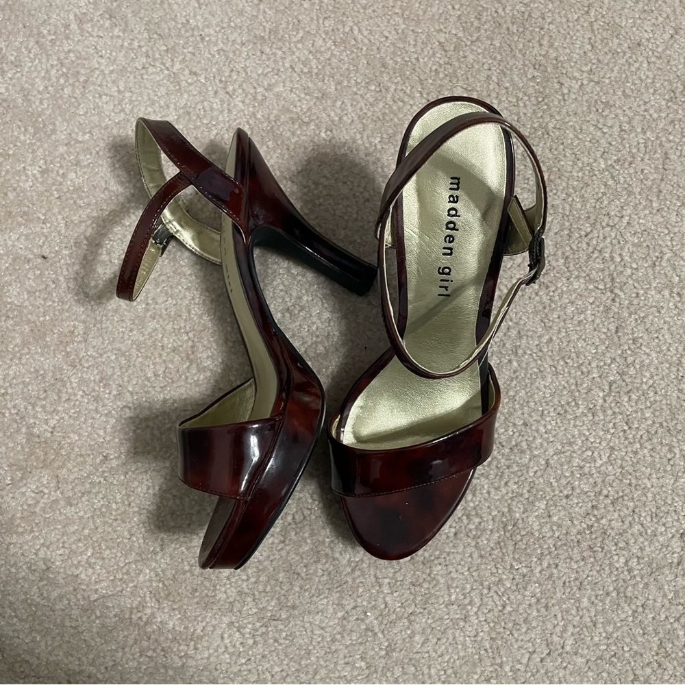 Madden Girl Heels With Strap - Red/Maroon 7W